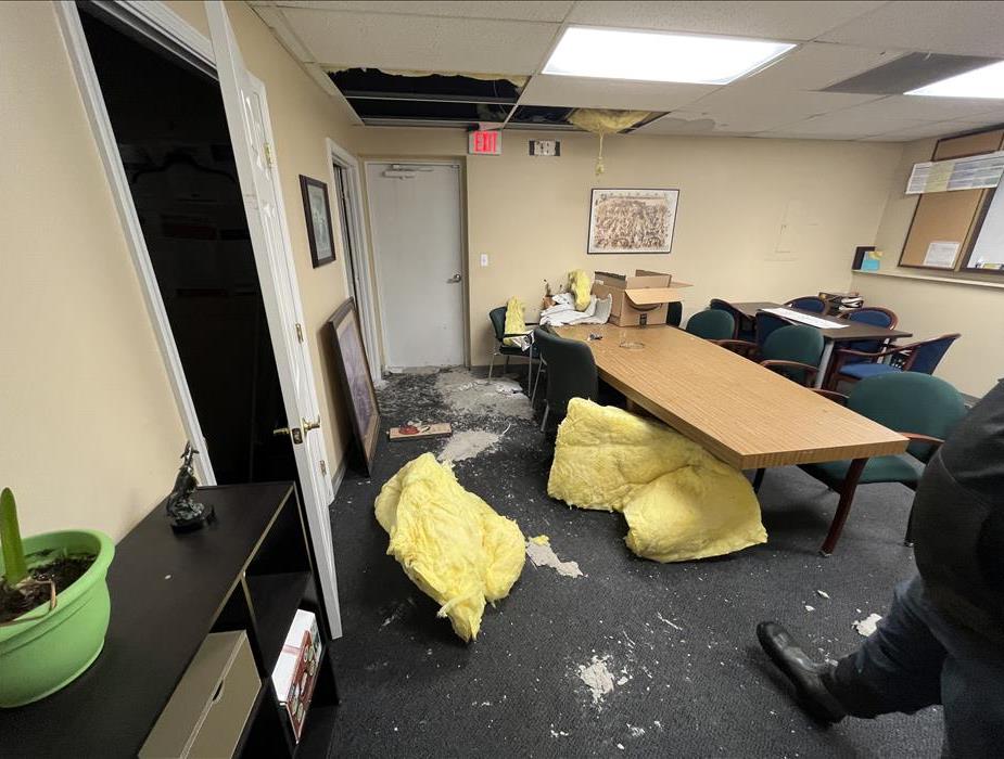 Conference room damaged by burst pipes